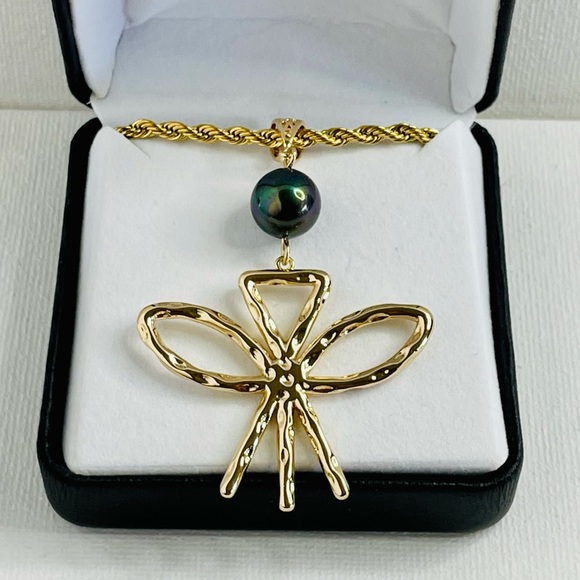 14k Gold KANAKA MAOLI w/ Tahitian Pearl PENDANT - Picture 1 of 10